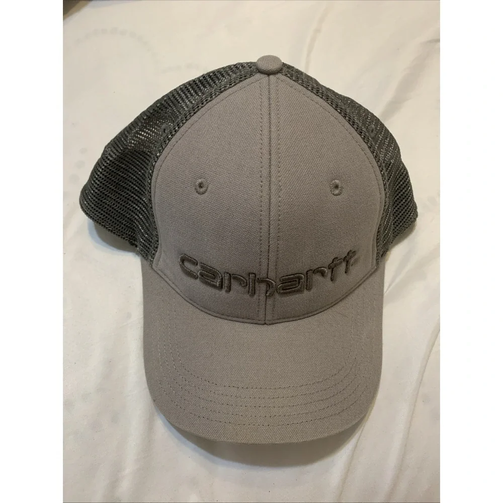 Carhartt Snapback Trucker Hat Cap Gray Adjustable Mesh Spellout Classic Grunge